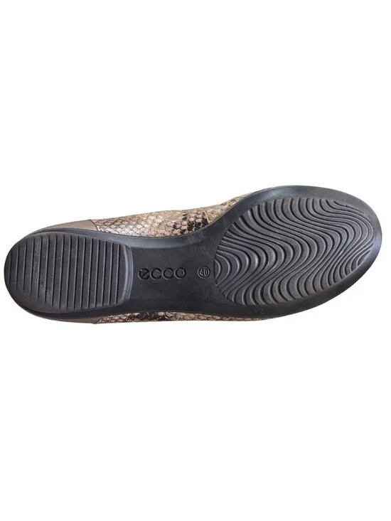 Ecco Womens Taupe & Snake Print Leather Ballet Flats Size 40 EU - Picture 12 of 12